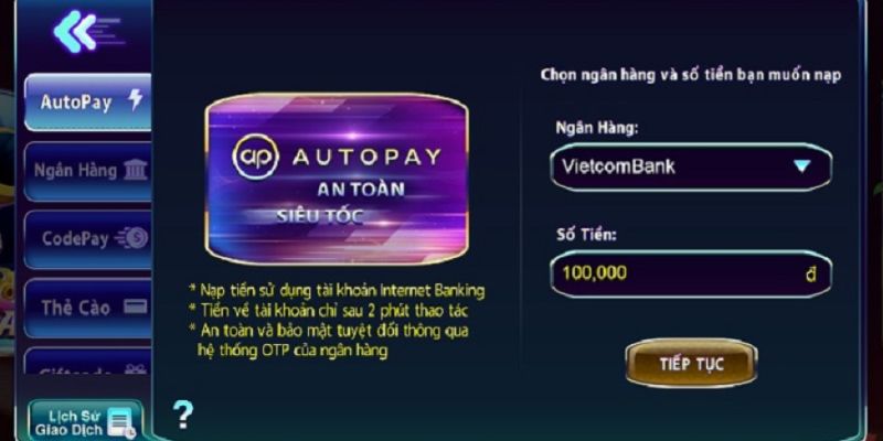 Nạp Autopay cực kỳ an toàn, siêu tốc