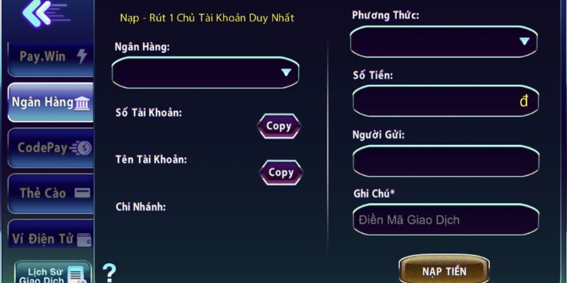 Nạp ngân hàng với các thao tác dễ dàng