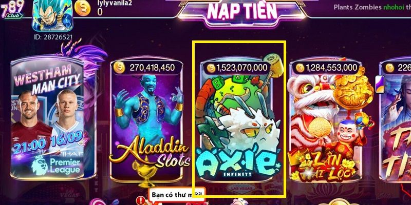 Game Axie Infinity 789Club kiếm tiền an toàn, nhanh chóng