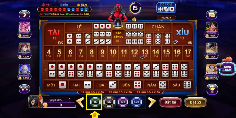 Ngay cả khi còn có 1K bạn cũng có thể đặt cược tại trò này